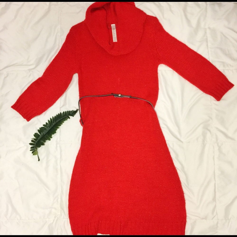 CHEROKEE Red Knitted Dress w/ Silver belt (KIDS)